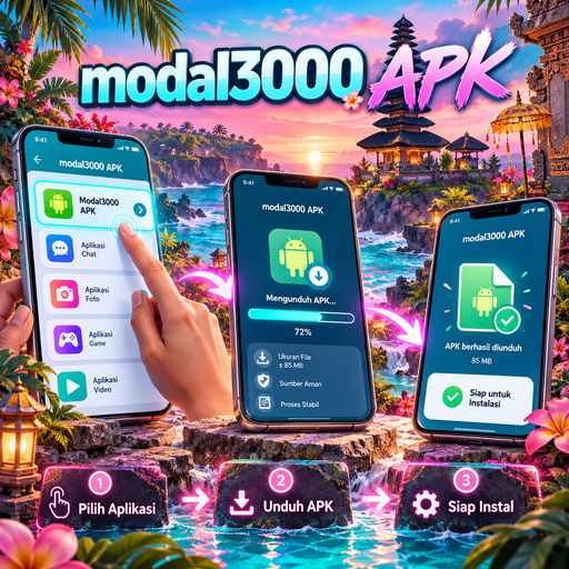 Ilustrasi panduan instalasi modal3000 di Android